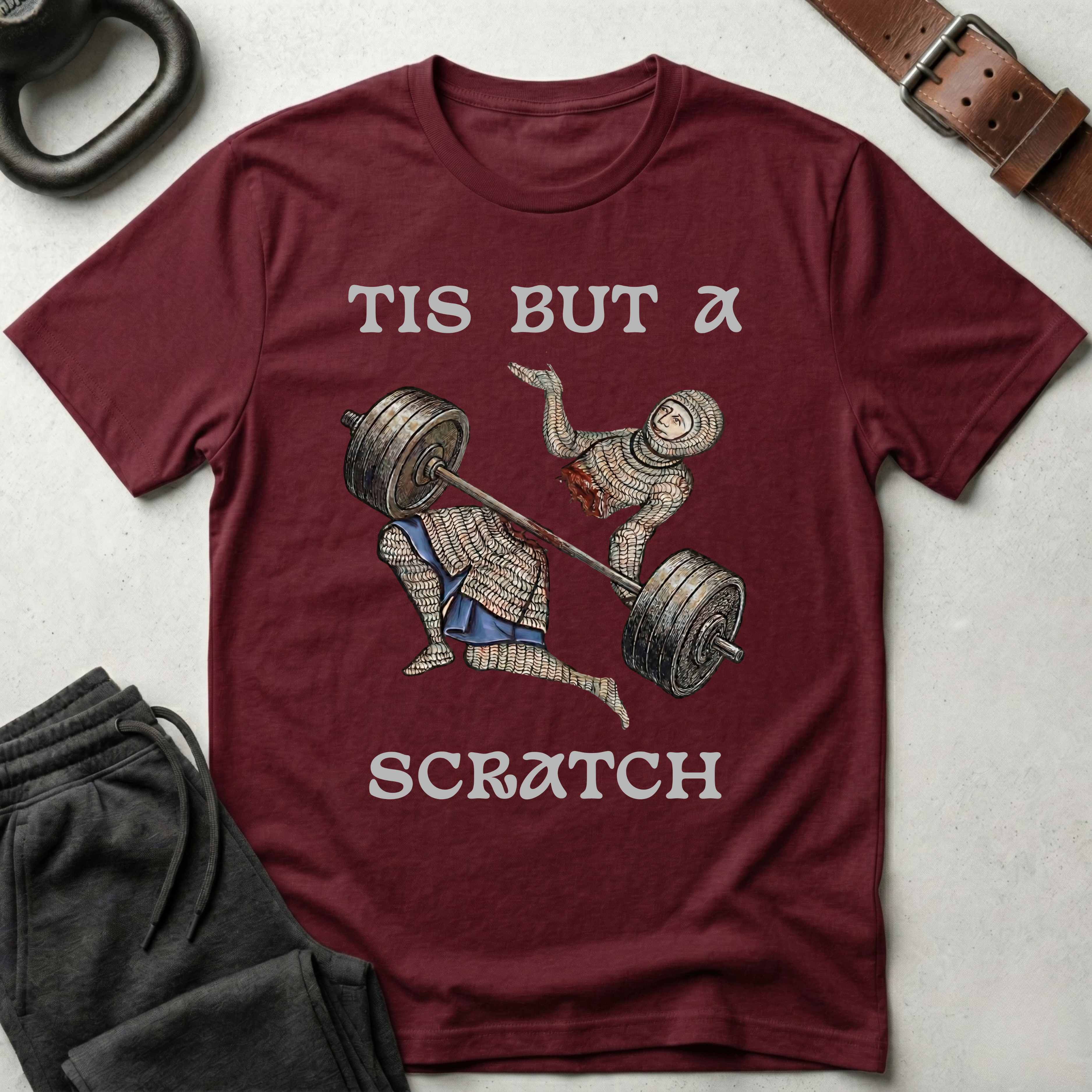 Tis But A Scratch Barbell T-Shirt