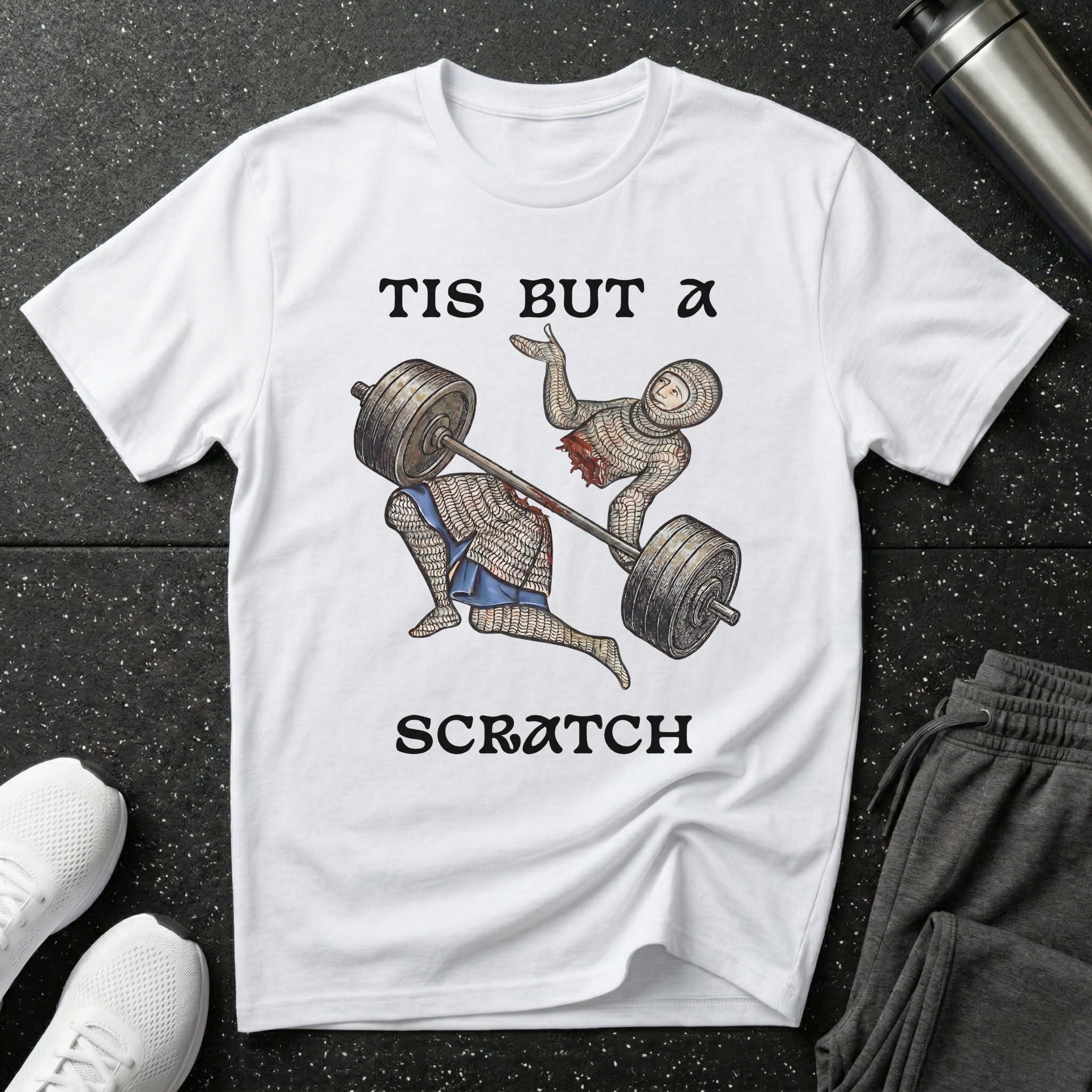 Tis But A Scratch Barbell T-Shirt